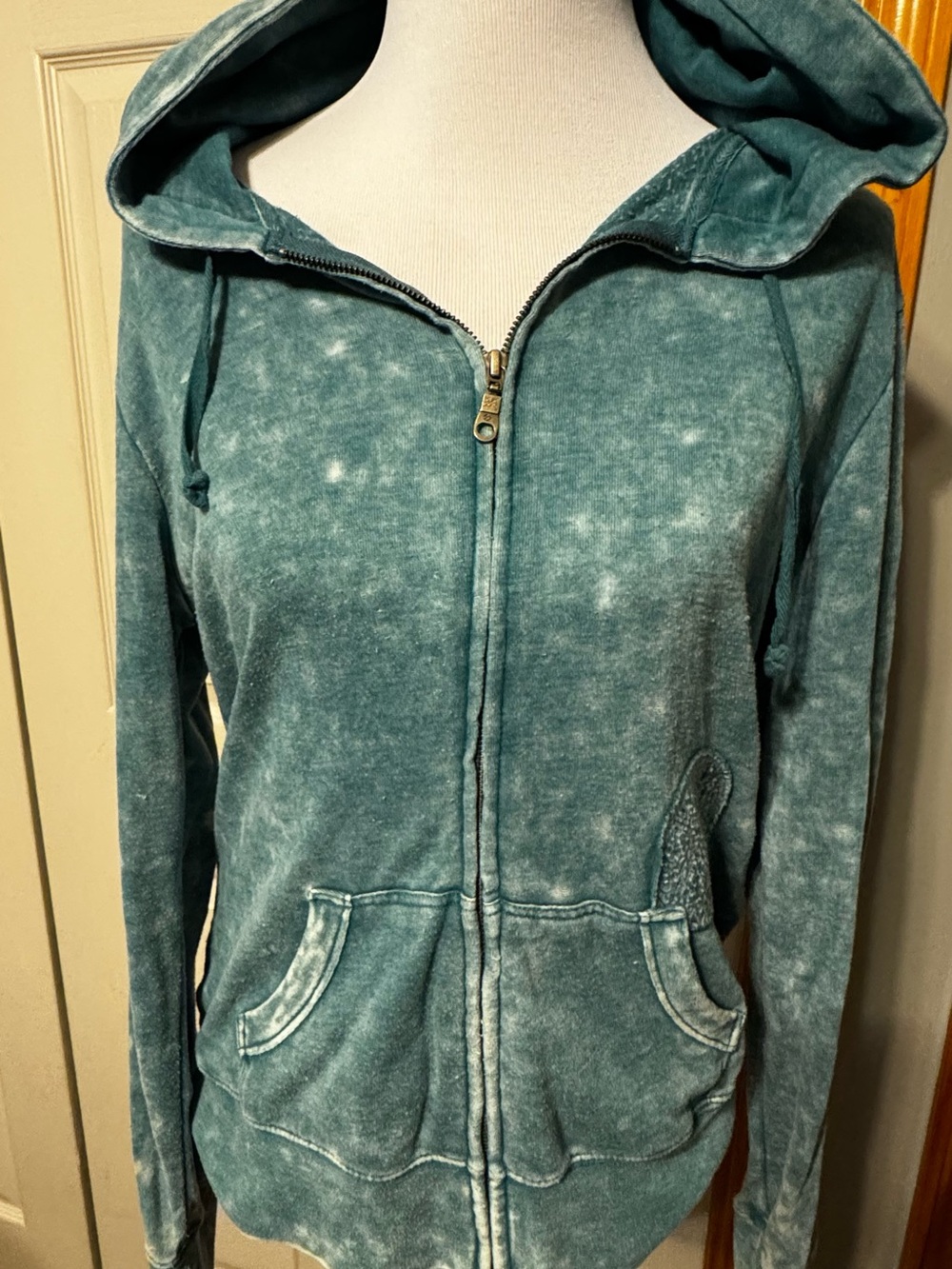 Billabong Women's Teal Washed Zip Hoodie